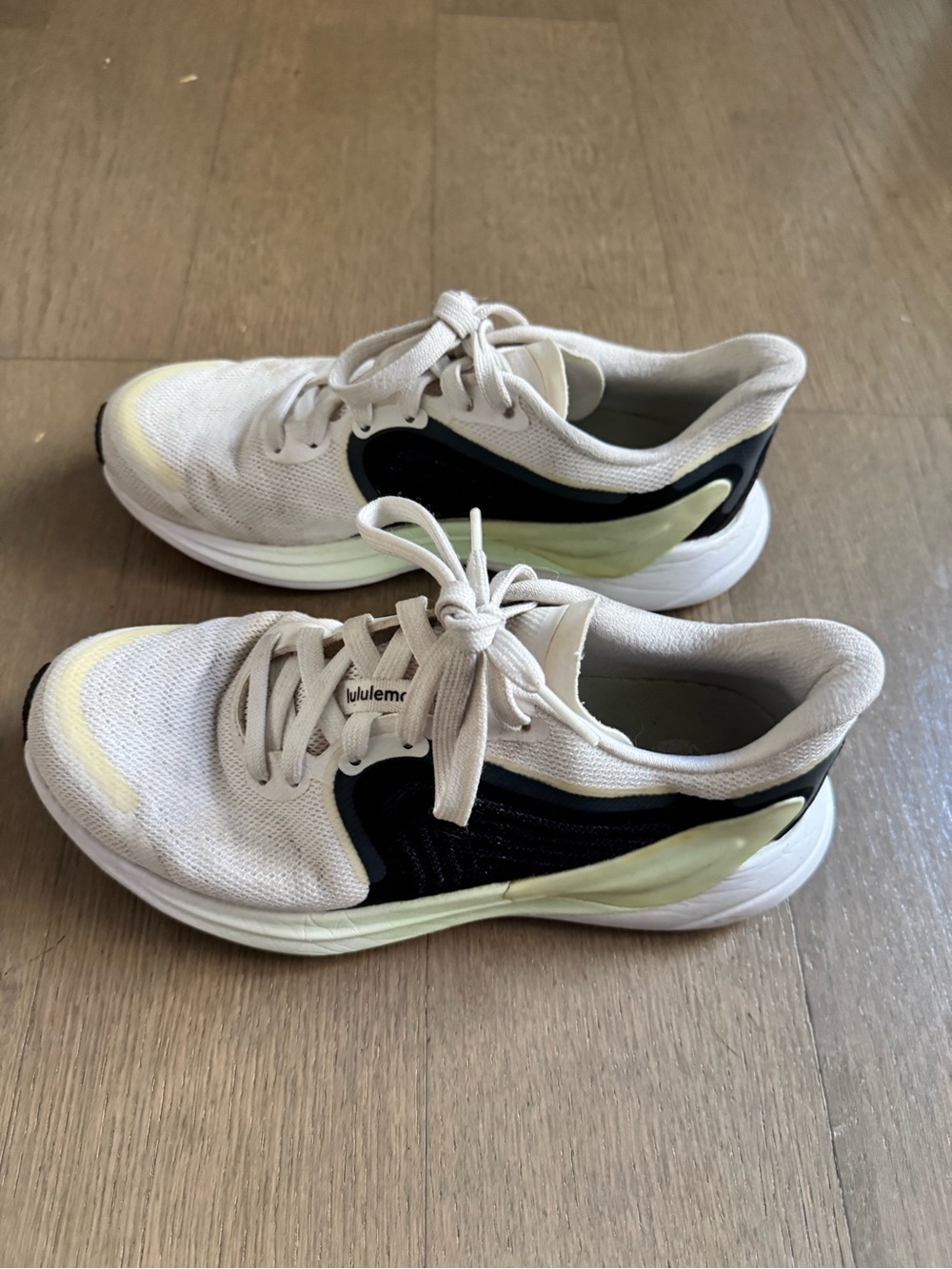 lululemon athletica Women's Cream, Black and Pale Yellow Running Sneakers